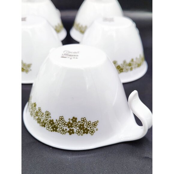 Coffee Cups Spring Blossom Green Crazy Daisy Corning Ware Vintage Lot of 7 - Picture 13 of 13